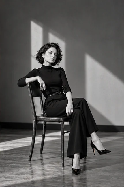 Noir chair turn — Pose inspiration